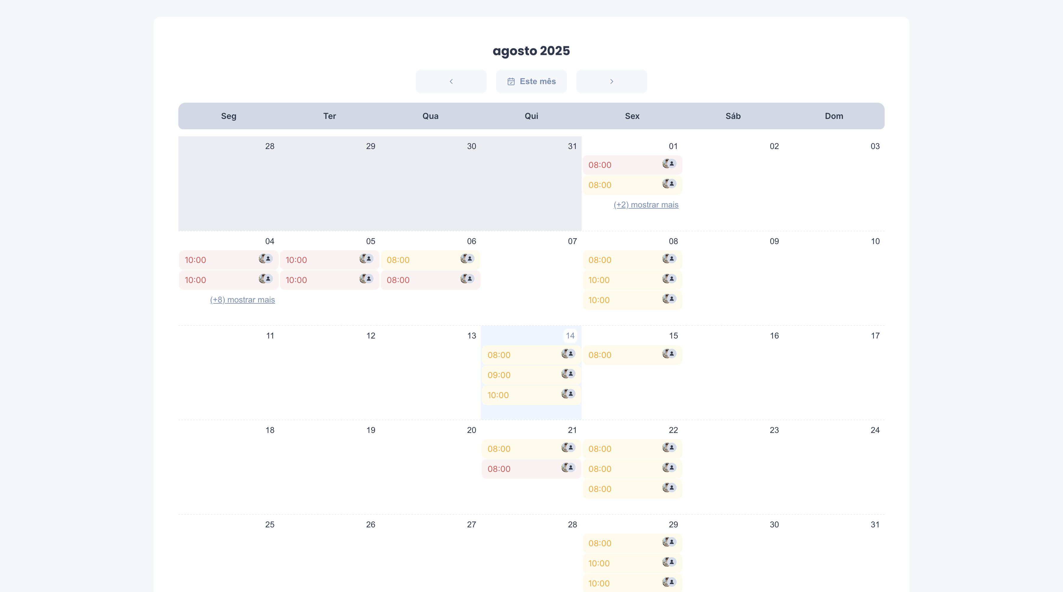 Calendar interface